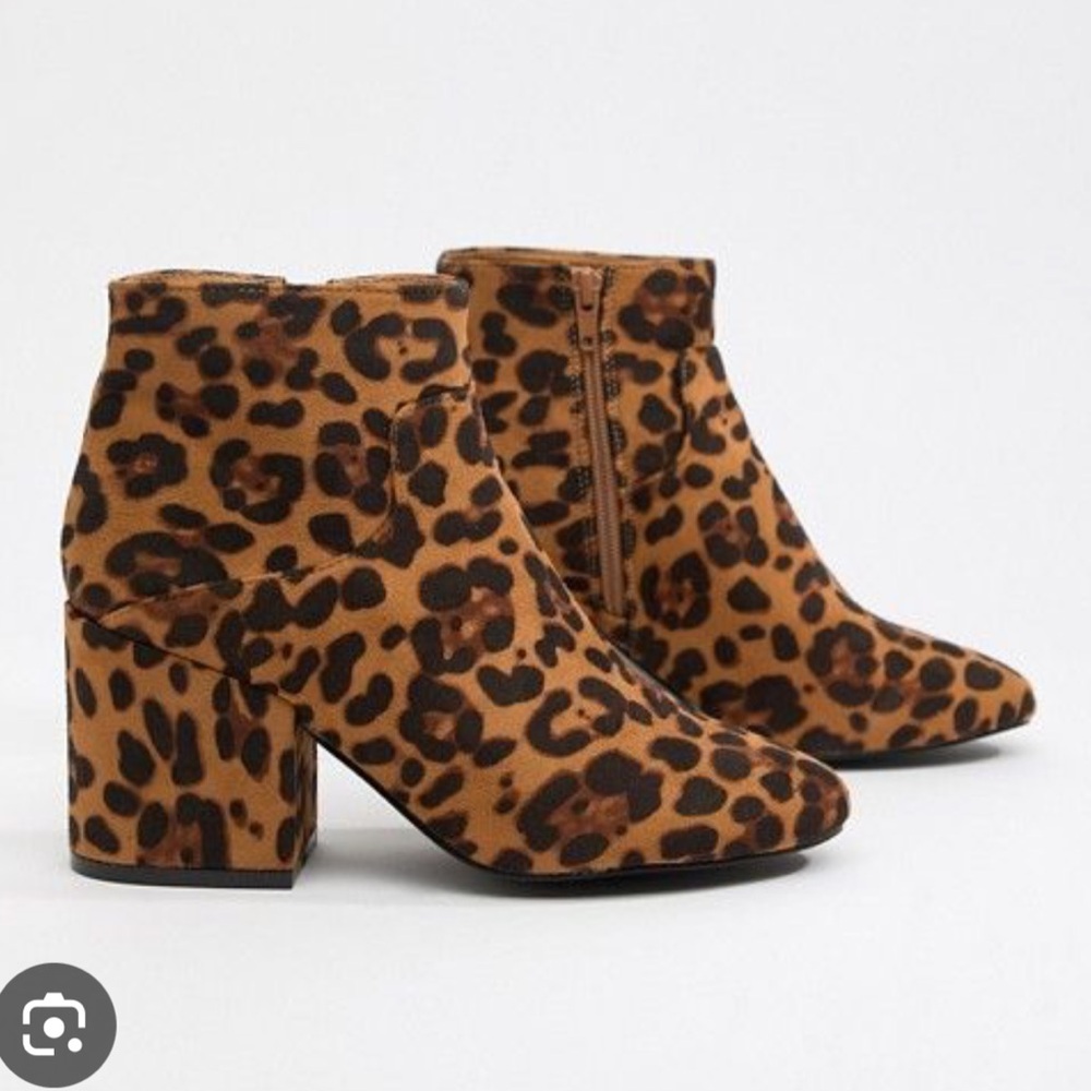 ASOS Lost Ink Leopard Wide Ankle Boots